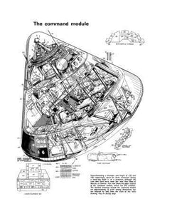 Apollo Command Module Cutaway Poster Line Art 16x24