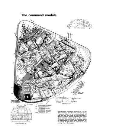 Apollo Command Module Cutaway Poster Line Art 16x24