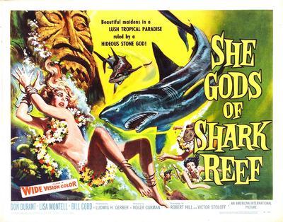 She Gods Of Shark Reef movie poster Sign 8in x 12in