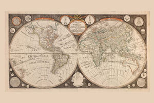 World Map 1799 poster 24in x 36in for sale cheap United States USA