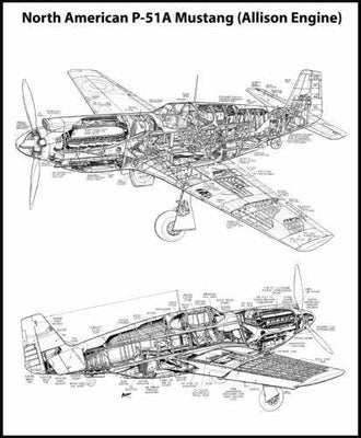 Mustang P51 Cutaway Poster On Sale United States