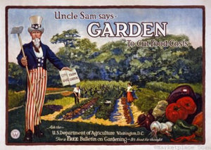 War Propaganda poster uncle sam says garden for sale cheap United States USA