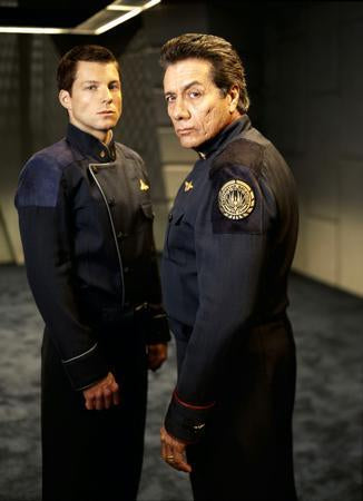 Battlestar Galactica Lee & William Adama Photo Sign 8in x 12in