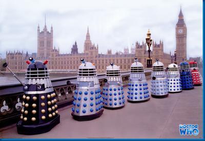 Dr. Who Daleks In London Metal Print 8in x 12in