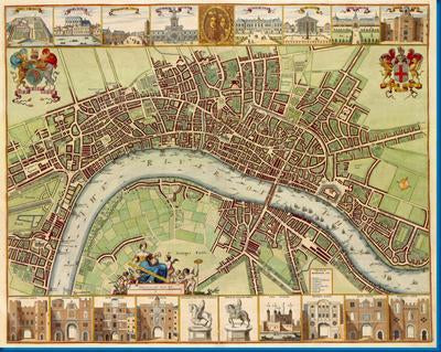 London 17Th Century Map movie poster Metal Print 8in x 12in