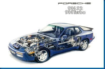 Porsche 944 Cutaway Metal Print 8in x 12in