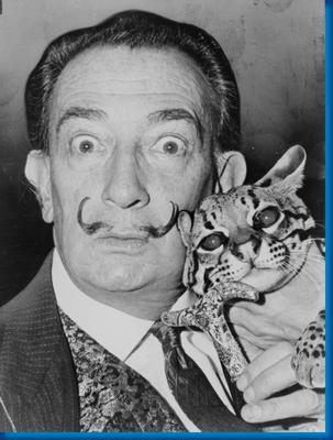 Salvador Dali Cat Bw poster tin sign Wall Art