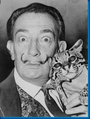 Salvador Dali Cat Bw poster tin sign Wall Art