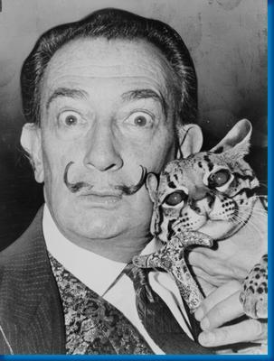 Salvador Dali Cat Bw Metal Print 8in x 12in