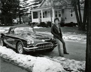 Bruce Springsteen Corvette Photo Sign 8in x 12in