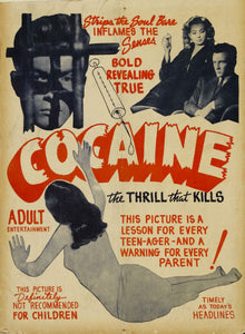 Cocaine The Thrill That Kills Vintage Art Movie 11x17 poster for sale cheap United States USA