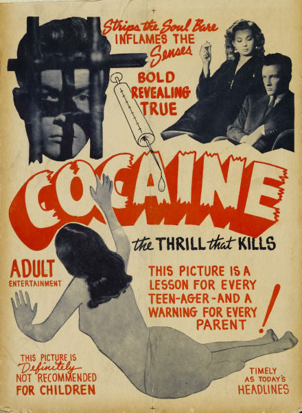 Cocaine The Thrill That Kills Vintage Art Movie poster for sale cheap United States USA