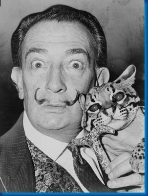 Salvador Dali Cat Bw Poster