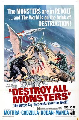 Destroy All Monsters Metal Movie Poster 8in x 12in