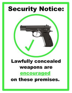 Concealed Carry Weapons Allowed Sign Poster 24inx36in Poster