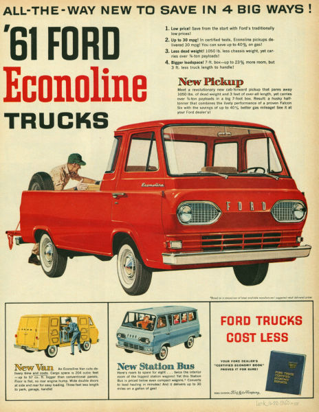 Ford Econoline 1961 Ad 11x17 poster for sale cheap United States USA