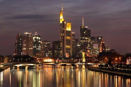 Frankfurt Skyline Photo Sign 8in x 12in