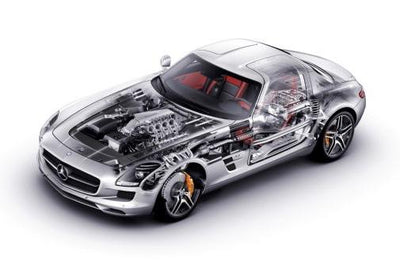 Mercedes Benz Sls Cutaway Metal Print 8in x 12in