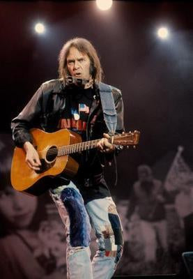 Neil Young Guitar Lights Metal Poster Print 8in x 12in 12"x16" The Poster Depot