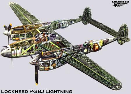 P38J Cutaway Poster 24inx36in The Poster Depot