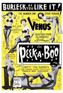 Peekaboo 1953 Burlesque Photo Sign 8in x 12in