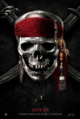 Pirates Of The Caribbean Skull Logo Metal Movie Poster 8in x 12in