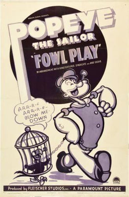 Popeye Foul Play Metal Movie Poster 8in x 12in