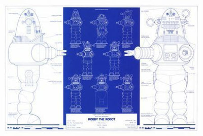 Robby The Robot Blueprint Metal Print 8in x 12in