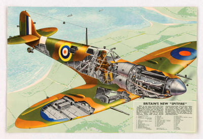 Spitfire Cutaway Aviation Diagram poster for sale cheap United States USA