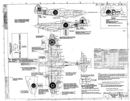 Aviation and Transportation Spitfire Drawing Poster 16
