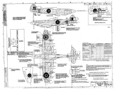 Spitfire Drawing 11x17 Mini Poster