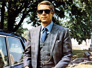 Steve Mcqueen Gray Suit Photo Sign 8in x 12in