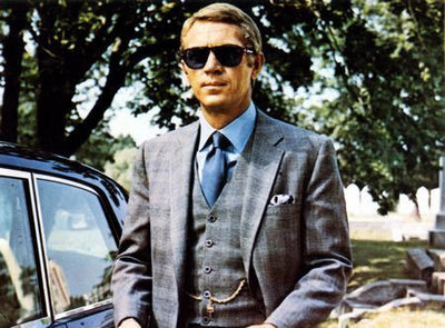 Steve Mcqueen Gray Suit poster tin Metal Print Wall Art