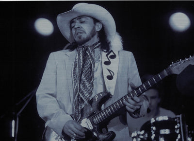 Stevie Ray Vaughn Metal Poster Wall Art 8in x 12in 12"x16" Black and White