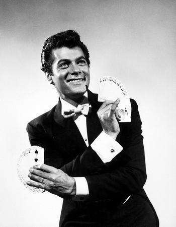 Tony Curtis Card Trick Photo Sign 8in x 12in