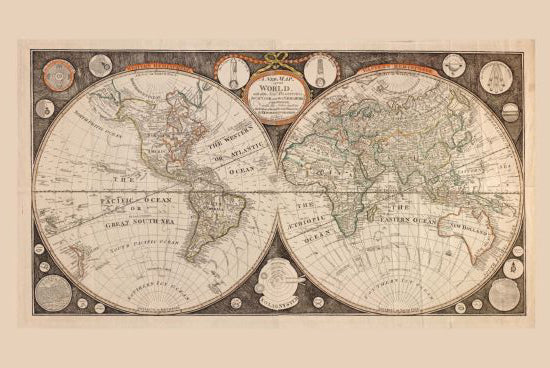 World Map 1799 11inx17in Mini Poster Historic Geography Art