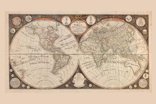 World Map 1799 Poster Historic Geography Art 24inx36in The Poster Depot