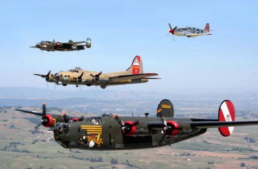 WW2 Airplane Formation Military Aviation Metal Print 8in x 12in