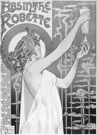 Absinthe Robette black and white poster