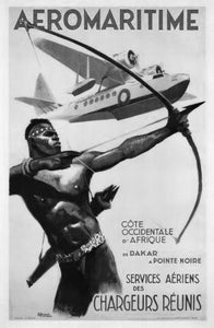 Africa Aeromaritime 1950 Poster Black and White Poster 16"x24"