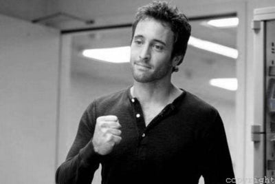 Alex O'Loughlin black and white poster
