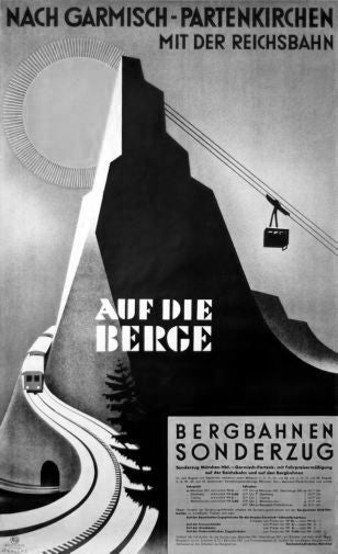 Germany Auf Die Berge German poster Black and White poster for sale cheap United States USA
