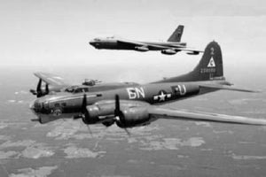 B17 And B52 black and white poster