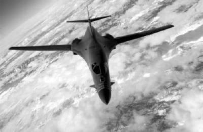 B1 Bomber In Flight black and white poster