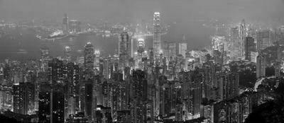 Hong Kong Skyline Poster Black and White Poster On Sale United States