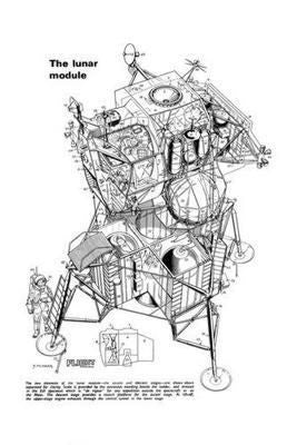 Lunar Module Cutaway poster Black and White poster for sale cheap United States USA