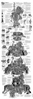 Saturn 5 Cutaway black and white poster