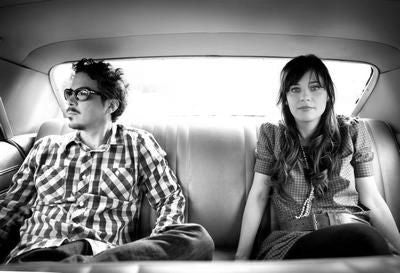 She And Him black and white poster