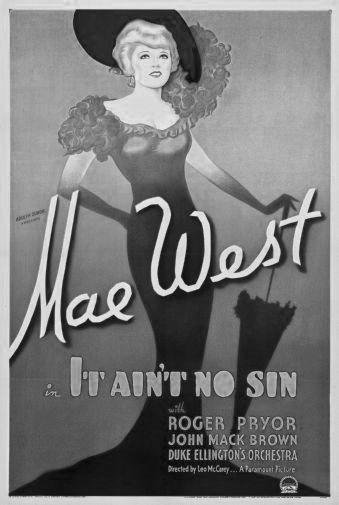 Mae West It Aint No Sin black and white poster