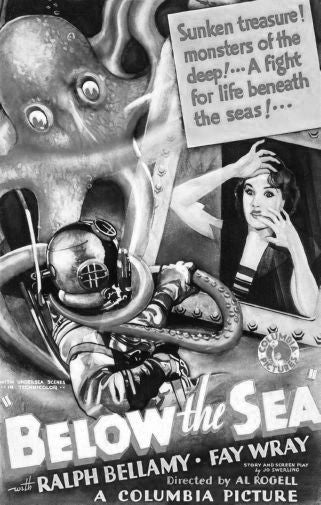 Below The Sea Black and White poster for sale cheap United States USA